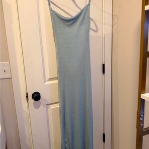 Elegant Blue Spaghetti Strap Dress